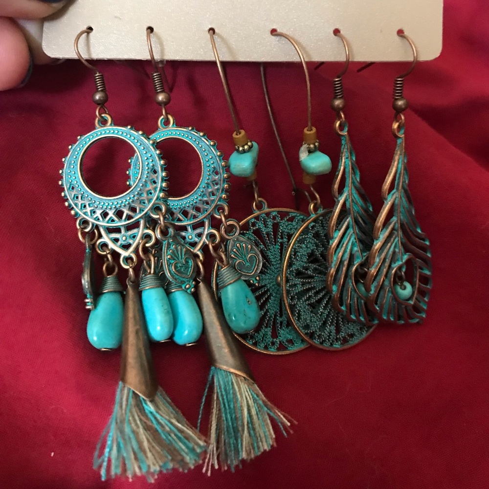 3 pair Boho dangle earrings